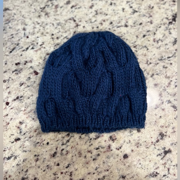 Navy Blue Ribbed Knitted Oversized Beanie, Slouchy Beanie - Picture 2 of 4